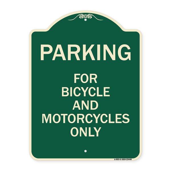 Signmission Parking for Bicycles and Motorcycles Heavy-Gauge Aluminum Sign, 24" x 18", G-1824-23448 A-DES-G-1824-23448
